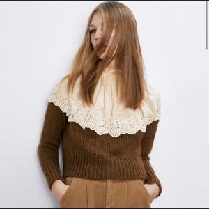 Zara Embroidered Cottagecore Collar Sweater